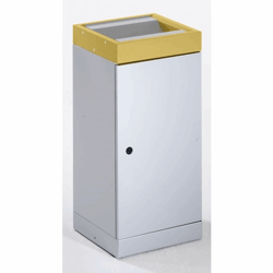 Afvalbakken voor kringloopmateriaal met tuimeldeksel apart, inhoud 70 l dekselkleur geel / blank aluminiumkleurig