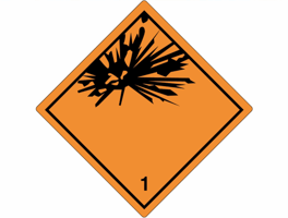 Gevarenetiket A95, 100X100mm oranje opdruk zwart. Klasse 1