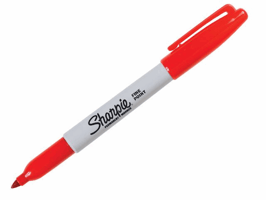 Sharpie Fine Permanente Marker, Kogelvormige Punt, 0,9 mm, Rood (doos 12 stuks)