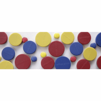 Ronde magneet, kunststof verschillende kleuren: blauw, geel en rood Ø