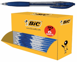 Balpen Bic Atlantis classic grip clic medium blauw valuepack 30+6 gratis