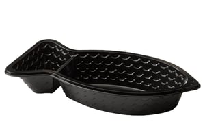 C-Foodtray Type 91 205x110x35 PS Zwart Inhoud 300CC. Sausinhoud 80CC. Doosinhoud 1000 St.