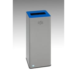 QUADRO afvalbak voor kringloopmateriaal plaatstaal, met klemring zilverkleurig/blauw artikel afbeelding