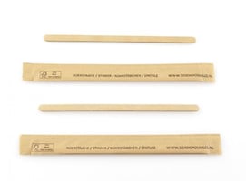 Roerstaafje hout (FSC®) per stuk verpakt in FSC® papier