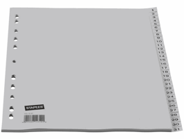 Staples Tabbladen grijs kunststof 11 rings, A4, bedrukte tabs, 1-31 (set 31 vel)