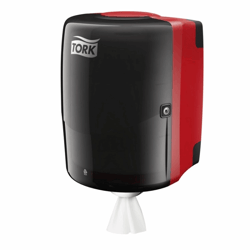 Tork Combi Rol Poetspapier Dispenser Kunststof Zwart/Rood W2 - Tork 653008 artikel afbeelding