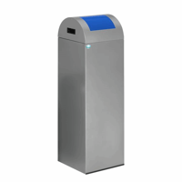 Zelfdovende afvalbak voor kringloopmateriaal inhoud 89 l, b x h x d = 320x1045x320 mm zilver, klep blauw