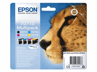 INKCARTRIDGE EPSON T0715 ZWART + 3 KLEUREN artikel afbeelding
