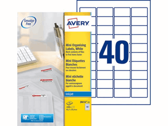 Avery Mini Adresetiket voor Inkjetprinters, 45,7 x 25,4 mm, Wit (pak 1000 stuks) artikel afbeelding
