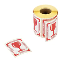 Waarschuwingsetiket Budget glas breekbaar 80mmx100m rood