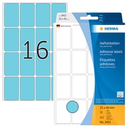 Etiket HERMA 2453 25x40mm blauw 512 stuks