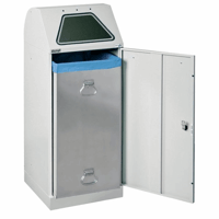 Systeemafvalbak voor kringloopmateriaal MODUL VARIO inhoud 120 l met binnenbak, grijs aluminium / structuur