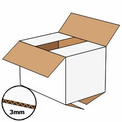 Kartonnen doos 305x220x200 mm, wit, enkelgolf 3 mm, Fefco 0201, A4 artikel afbeelding