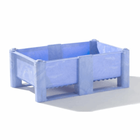 Grote bak van polyethyleen inhoud 240 l 2 sleeplatten en 6 voeten