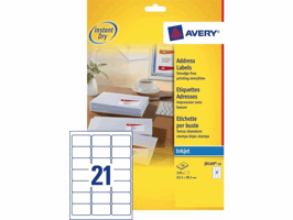 Etiket Avery J8160-10 63.5x38.1mm wit 210stuks