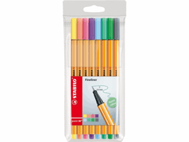 Fineliner STABILO point 88/8 fijn pastel assorti etui à 8 stuks