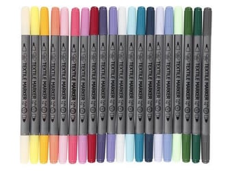 Creotime Textielstiften, Lijndikte 2,3+3,6 mm, Extra Kleuren (pak 20 stuks)