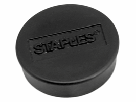 Staples Verpakking met 10 ronde, zwarte magneten van 25 mm met een magnetische kracht 425 gram/m² (doos 10 stuks)