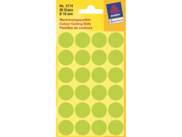 Etiket Avery Zweckform 3174 rond 18mm lichtgroen 96stuks