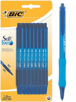 Balpen Bic soft feel clic Grip blauw medium blister à 15 stuks