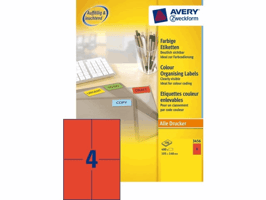 Etiket Avery Zweckform 3456 105x148mm A6 rood 400stuks