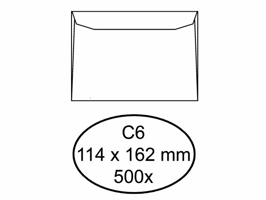 Envelop Hermes bank C6 114x162mm gegomd wit doos à 500 stuks