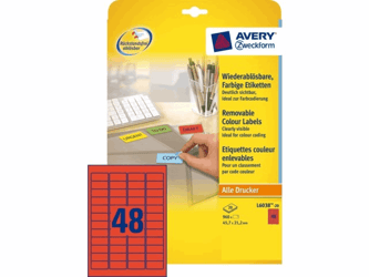 ETIKET AVERY ZWECK L603820 45.7X21.2MM 960ST ROOD artikel afbeelding