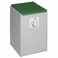 Afvalbak voor kringloopmateriaal van kunststof enkele bak met een inhoud van 60 l (Dekselkleur: smaragdgroen, als RAL 6001)