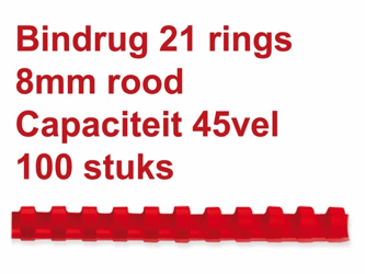 BINDRUG GBC 8MM 21RINGS A4 ROOD artikel afbeelding