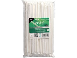 PAPSTAR Drinkrietjes, papier "pure" Ø 6 mm · 20 cm wit per stuk verpakt (doos 10 x 100 stuks)