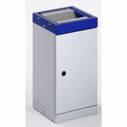 Afvalbakken voor kringloopmateriaal met tuimeldeksel apart, inhoud 30 l dekselkleur blauw / blank aluminiumkleurig