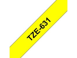 Brother TZe631 Labeltape, 12 mm x 8 m, Zwart op Geel