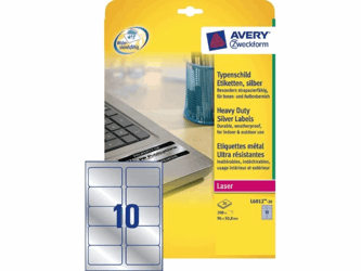 ETIKET AVERY ZWECK L6012-20 96X50.8MM 200ST ZILVER artikel afbeelding