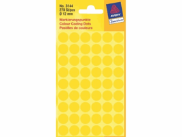 Etiket Avery Zweckform 3144 rond 12mm geel 270stuks