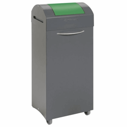 Kringloopmateriaal verzamelaar van plaatstaal, vlamdovend inhoud 75 l, b x h x d = 380x940x320 mm inwerpopening verkeersgroen