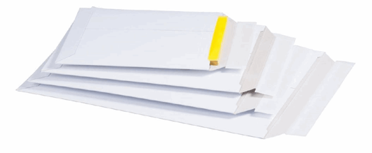 Kartonnen verzendenveloppen 353x250mm, 450 grams wit/grijs duplex karton. stripsluiting (verp/100 st) artikel afbeelding
