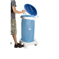 Afvalzakstandaard met voetpedaal en wielen (Dekselkleur: blauw)