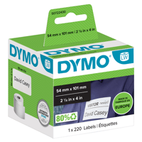 Etiket Dymo labelwriter 99014 54mmx101mm badge wit rol à 220 sstuks