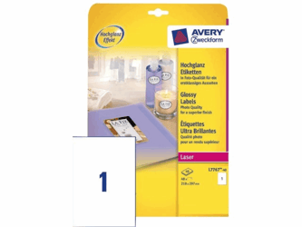 ETIKET AVERY L7767-40 210X297MM 40ST GLANS WIT artikel afbeelding