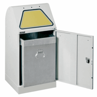 Systeemafvalbak voor kringloopmateriaal MODUL VARIO inhoud 45 l met binnenbak, grijs aluminium / structuur