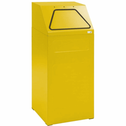 Afvalbak voor kringloopmateriaal inhoud 65 l, b x h x d = 400x960x380 mm plaatstaal, geel RAL 1003