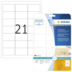 Etiket Herma 8670 A4 63.5x38.1mm 525st folie transparant mat artikel afbeelding