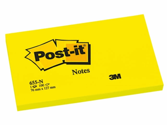 MEMOBLOK 3M POST-IT 655N 76X127MM NEON GEEL artikel afbeelding