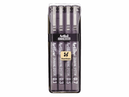 Fineliner Artline technisch etui met 0.1-0.3-0.5-0.7mm zwart