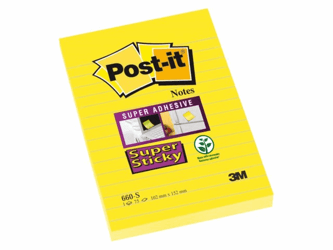 MEMOBLOK 3M POST-IT 660S 102X152MM SS LIJN GEEL artikel afbeelding