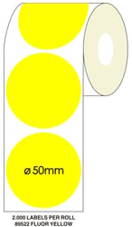 Etiket SPLS 50mm rond geel/rl2000