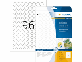 Etiket HERMA 4386 20mm verwijderbaar wit 2400 etiketten