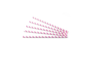 Drinkrietje papier (FSC®) streep roze-wit, ø 8 mm / 24cm