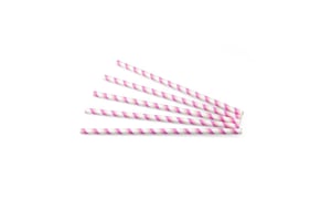 Drinkrietje papier (FSC®) streep roze-wit, ø 8 mm / 24cm