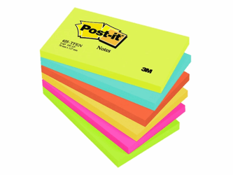 Post-it® Notitieblok Energetic 76 x 127 mm (pak 6 blokken) artikel afbeelding